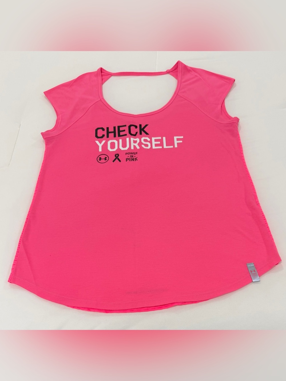 Under Armour Bright Pink Girls' Short Sleeve 'Check Yourself' Tee